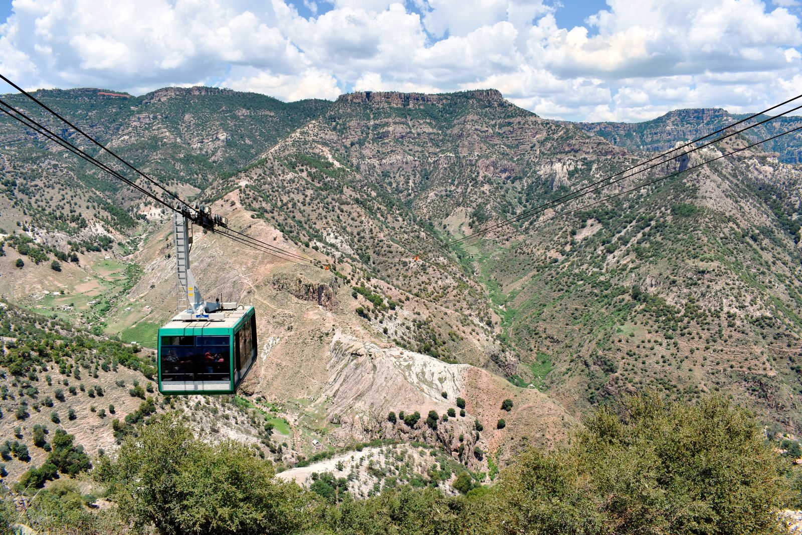 El teleférico sobrevolando las barrancas